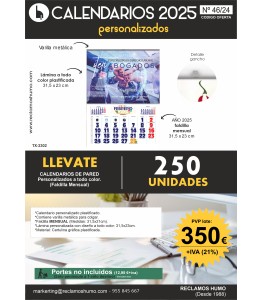 OFERTA 46/24: CALENDARIOS PARED PERSONALIZADOS