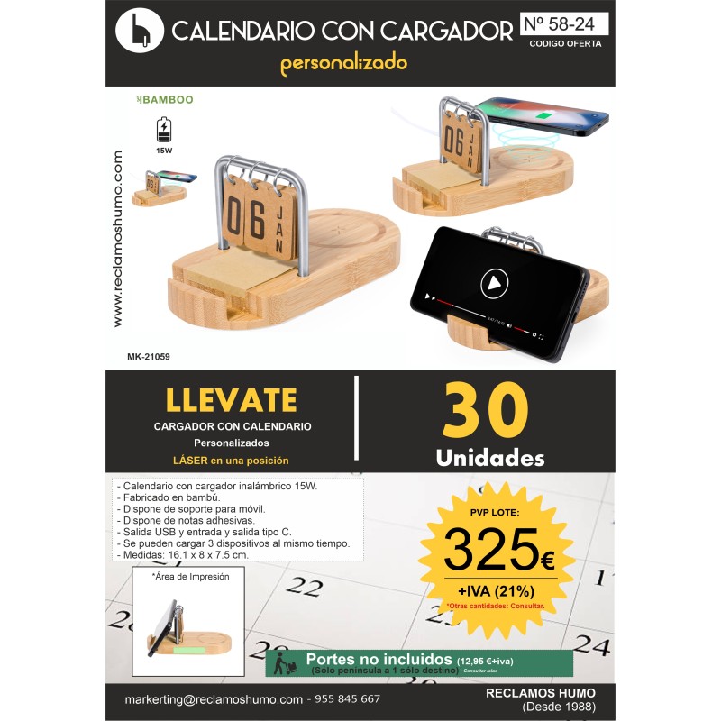 OFERTA 58/24: CALENDARIO CON CARGADOR INALAMBRICO