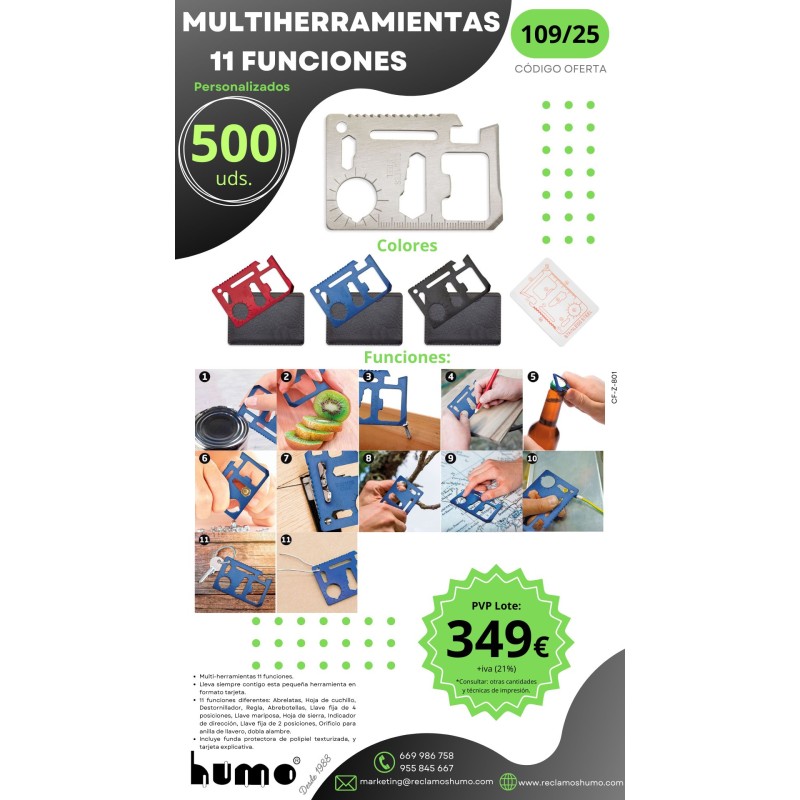 OFERTA 109/25: MULTIHERRAMIENTAS 11 FUNCIONES