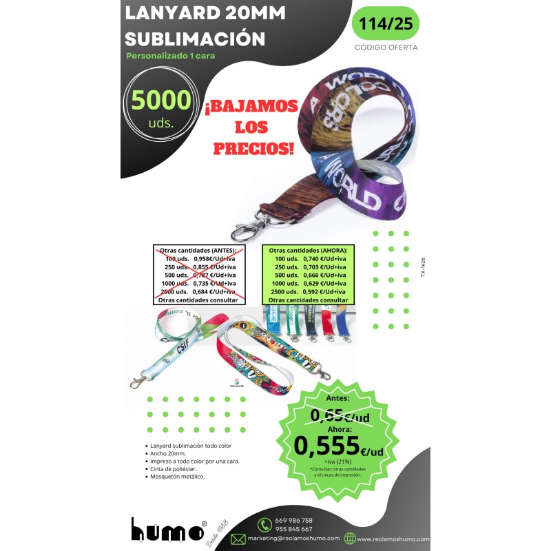 OFERTA 114/25: LANYARD SUBLIMACIÓN OFERTA 114/25: LANYARD SUBLIMACIÓN