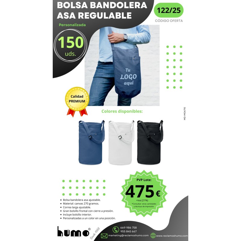 OFERTA 122/25: BOLSA BANDOLERA CON ASA REGULABLE OFERTA 122/25: BOLSA BANDOLERA CON ASA REGULABLE