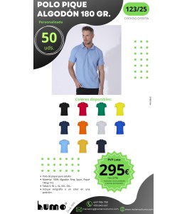 OFERTA 123/25: POLO PIQUE ALGODON 180GR.