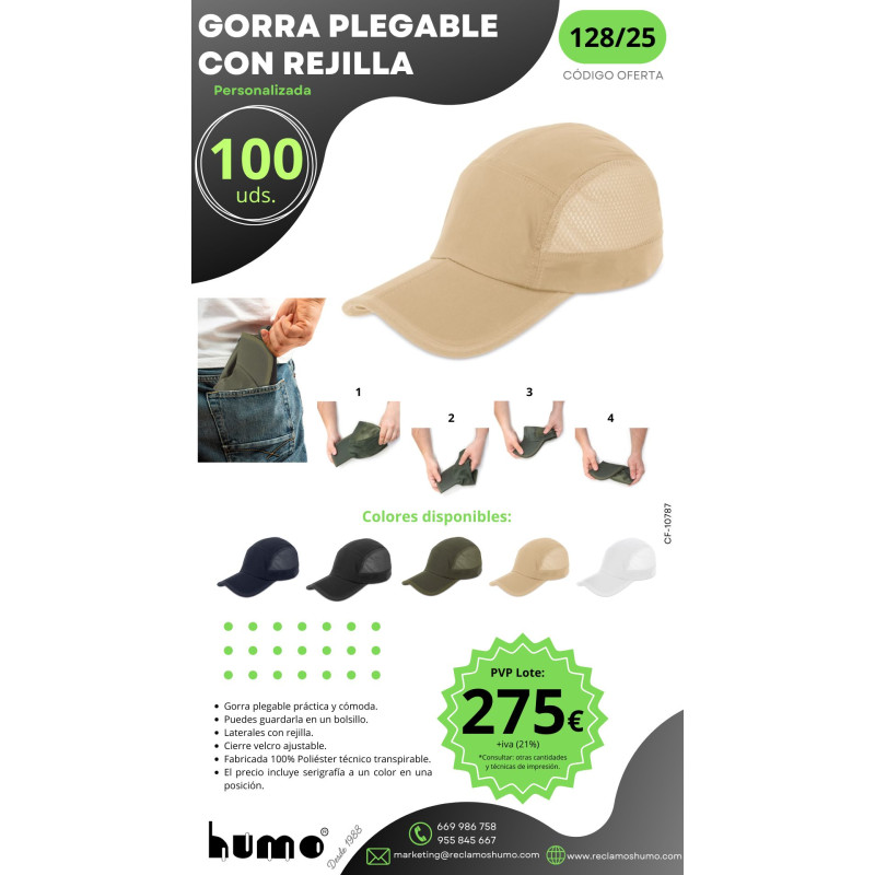 OFERTA 128/25: GORRA PLEGABLE CON REJILLA OFERTA 128/25: GORRA PLEGABLE CON REJILLA