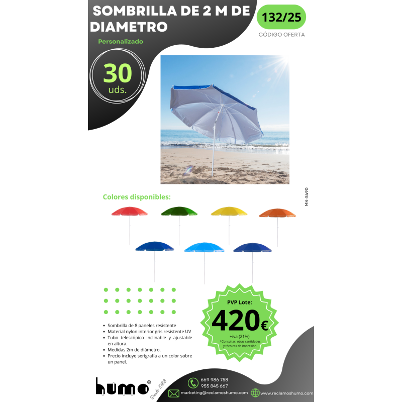 OFERTA 132/25: SOMBRILLA 2m DE DIAMETRO