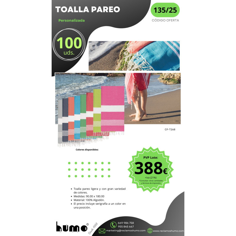OFERTA 135/25: TOALLA PAREO ALGODÓN OFERTA 135/25: TOALLA PAREO ALGODÓN