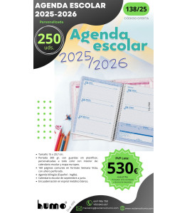 OFERTA 138/25: AGENDA ESCOLAR