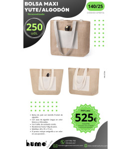 OFERTA 140/25: BOLSA MAXI YUTE/ALGODON