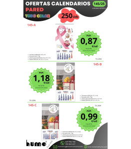 OFERTA 145/25: CALENDARIO PARED PAPEL ESTUCADO BRILLO