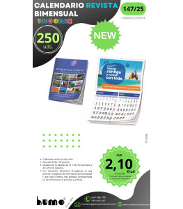 OFERTA 147/25: CALENDARIO PARED REVISTA BIMENSUAL