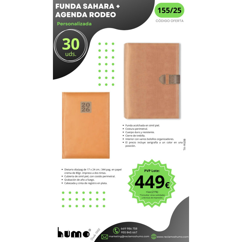 OFERTA 155/25: FUNDA SAHARA + AGENDA RODEO