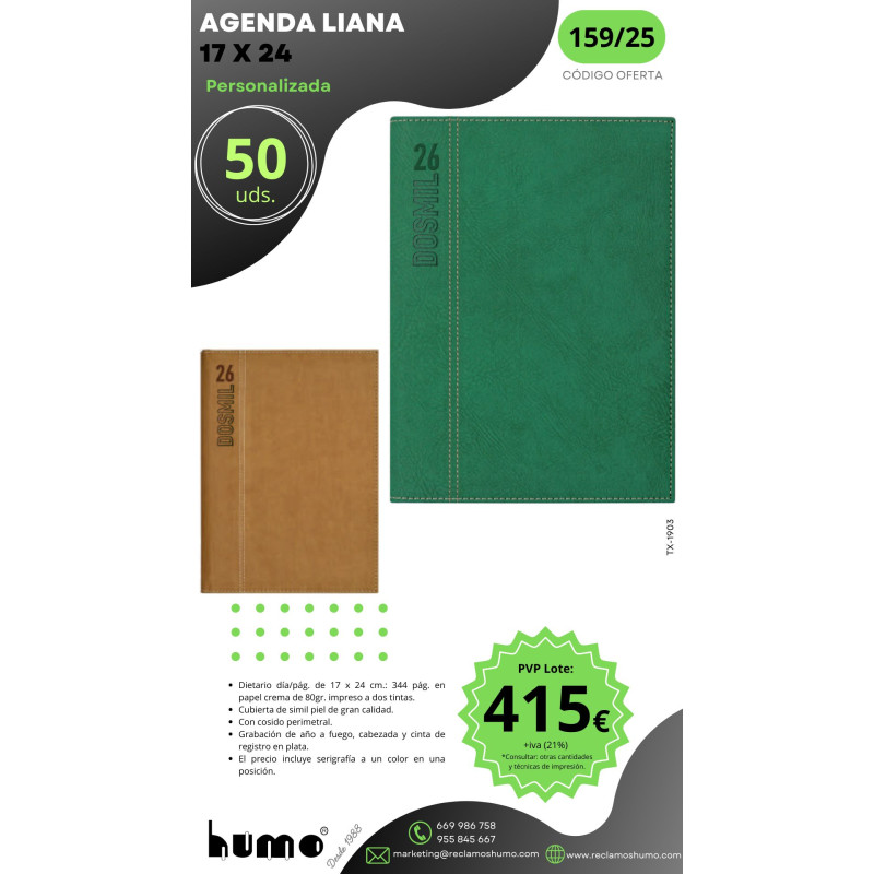 OFERTA 159/25: AGENDA LIANA 17X24CM