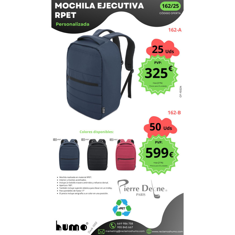 OFERTA 162/25: MOCHILA EJECUTIVA RPET PIERRE DELONE