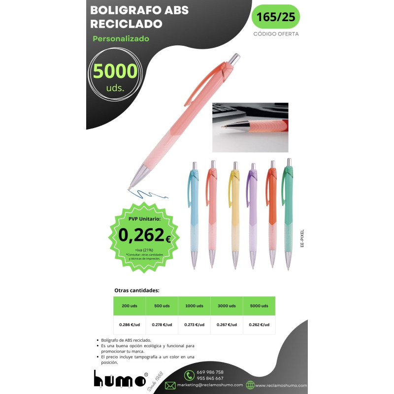 OFERTA 165/25: BOLIGRAFO ABS RECICLADO
