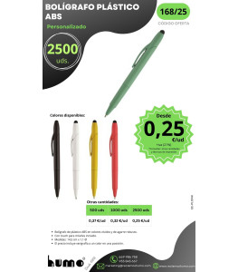 OFERTA 168/25: BOLÍGRAFO PLASTICO ABS