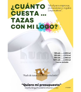 ¿CUANTO CUESTA... TAZAS CON MI LOGO?