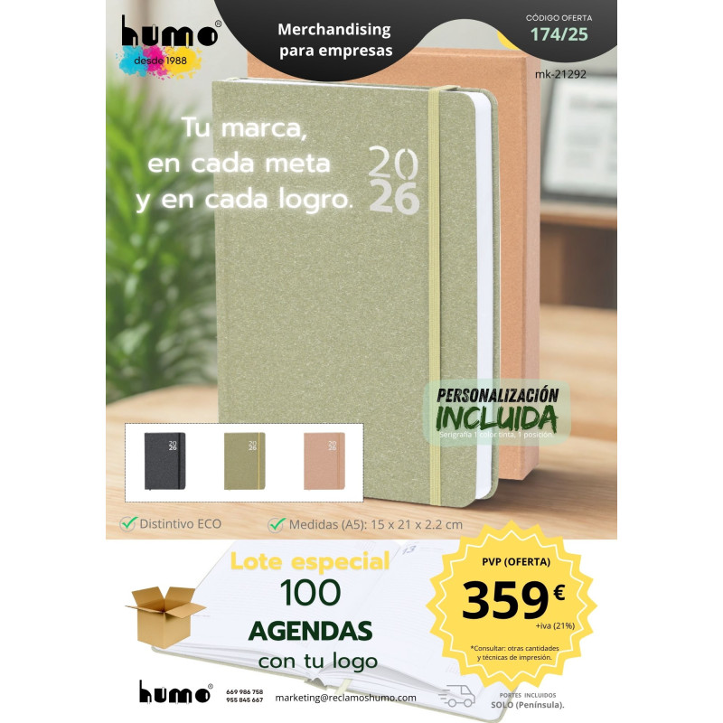 OFERTA 174/25: AGENDA A5 CARTON RECICLADO