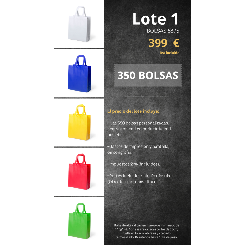 LOTE 1: BOLSA NON WOVEN LAMINADO
