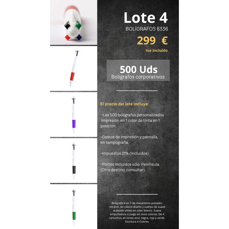 LOTE 4: BOLIGRAFO 4 COLORES