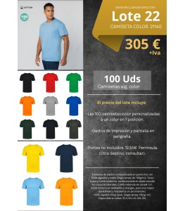LOTE 22: CAMISETA ALGODON COLOR