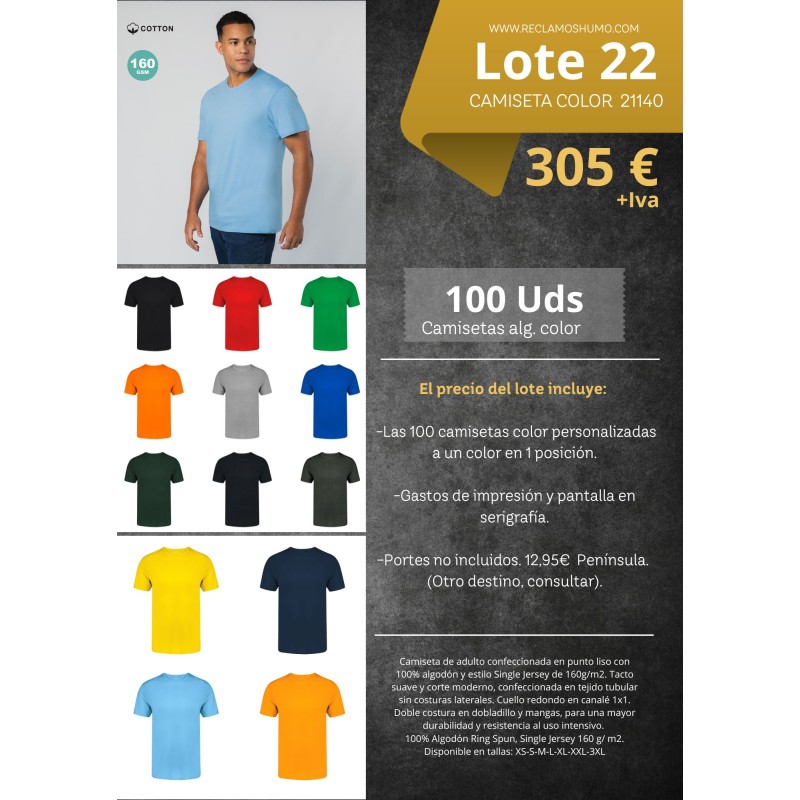 LOTE 22: CAMISETA ALGODON COLOR