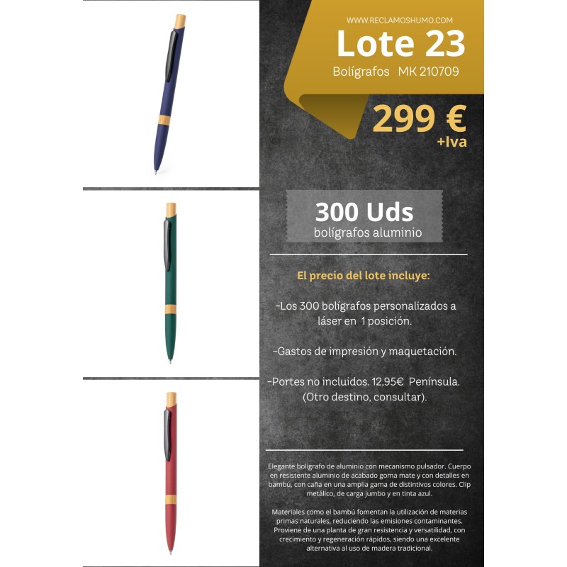 LOTE 23: BOLIGRAFO ALUMINIO / BAMBÚ