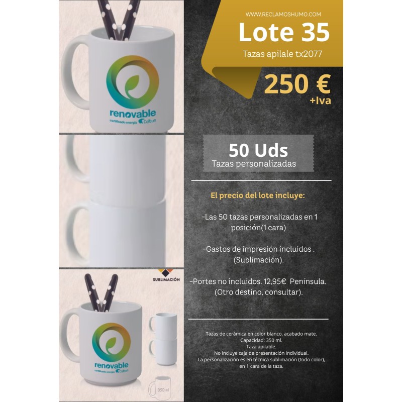LOTE 35: TAZA CERAMICA APILABLE