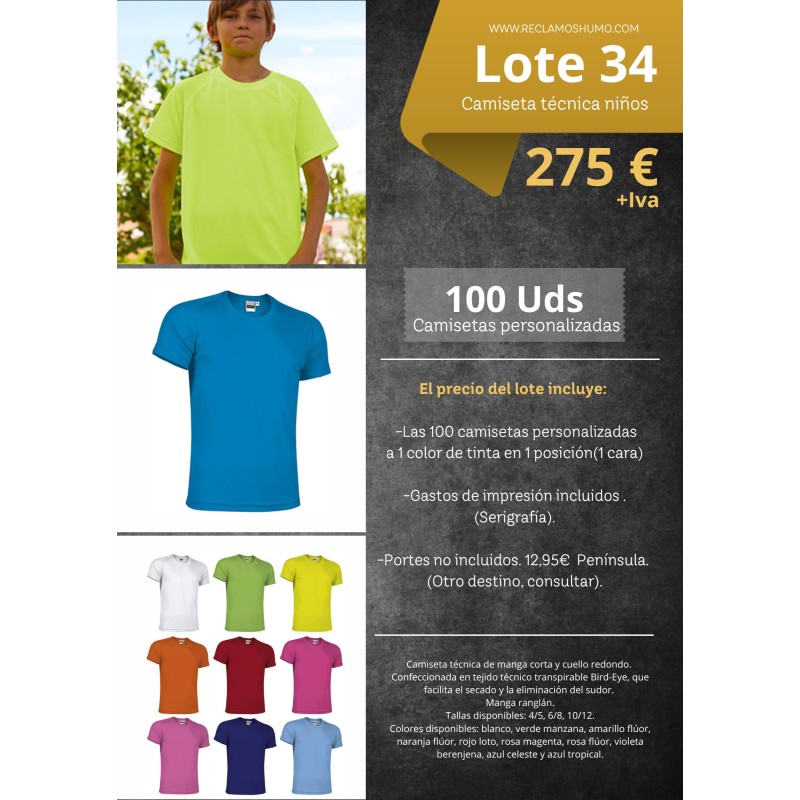 LOTE 34: CAMISETAS TECNICAS NIÑOS