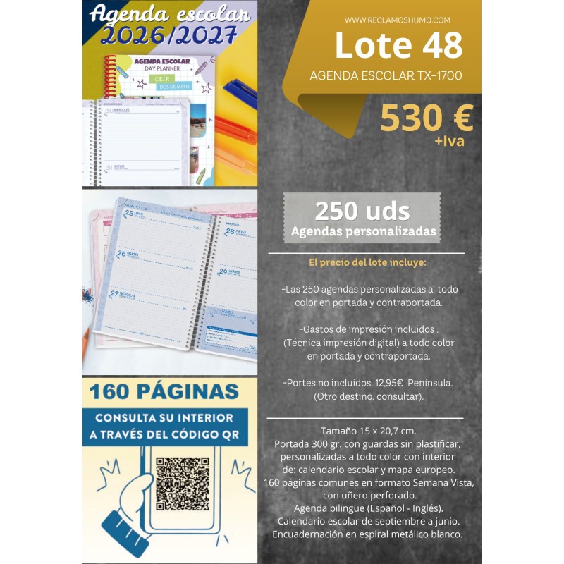 LOTE 48: AGENDA ESCOLAR 2026/2027